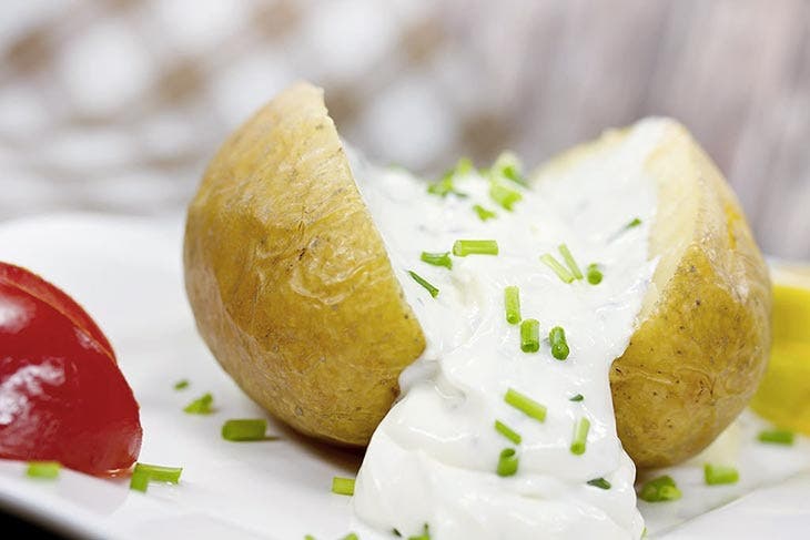 Potato with chive sauce