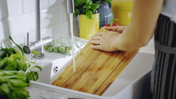 Clean a cutting board