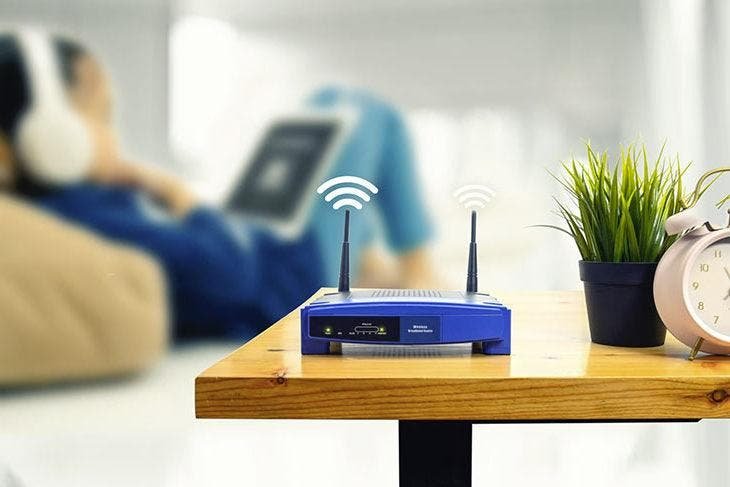 Wi-Fi router sitting in the middle of the room