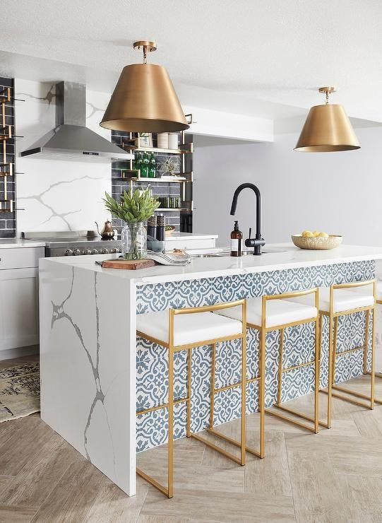 Kitchen island with Moroccan tiles