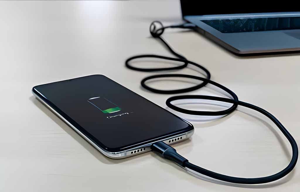 Mobile phone charges from computer